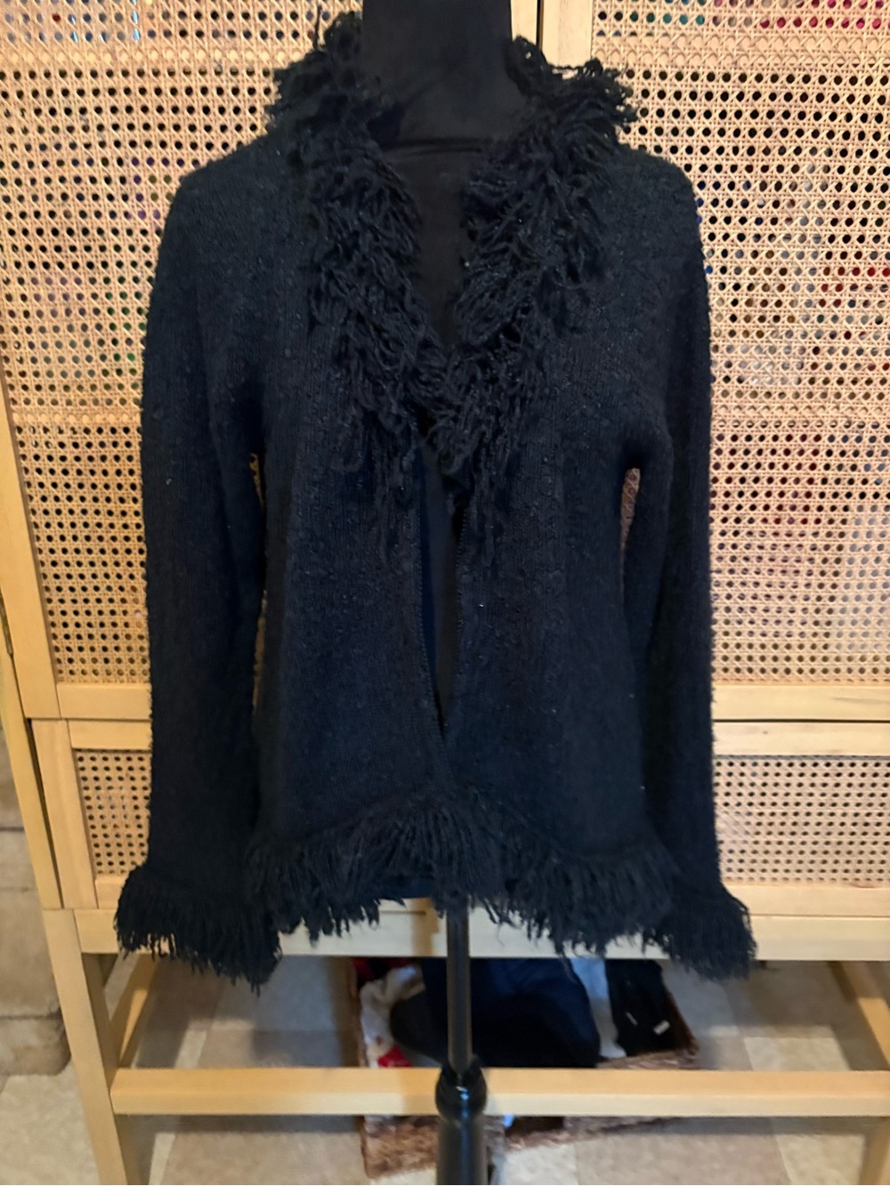 Wind River Black Fringe Cardigan M/L